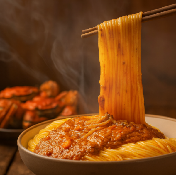 禿黃油蟹黃拌麵